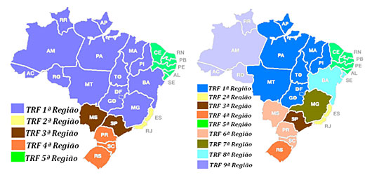 Mapa - Novos TRFs como é como fica - Ajufe