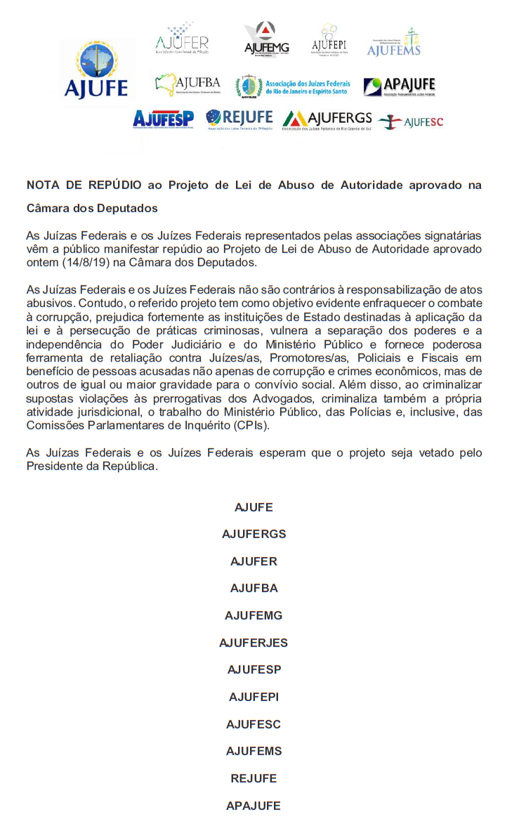 nota repúdio associações
